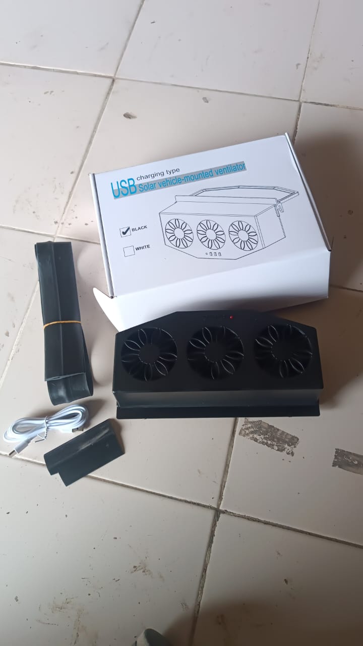 Triple Fan Solar Powered Car Exhaust Ventilation System with USB Charging Triple Fan Solar Powered Car Exhaust Ventilation System with USB Charging